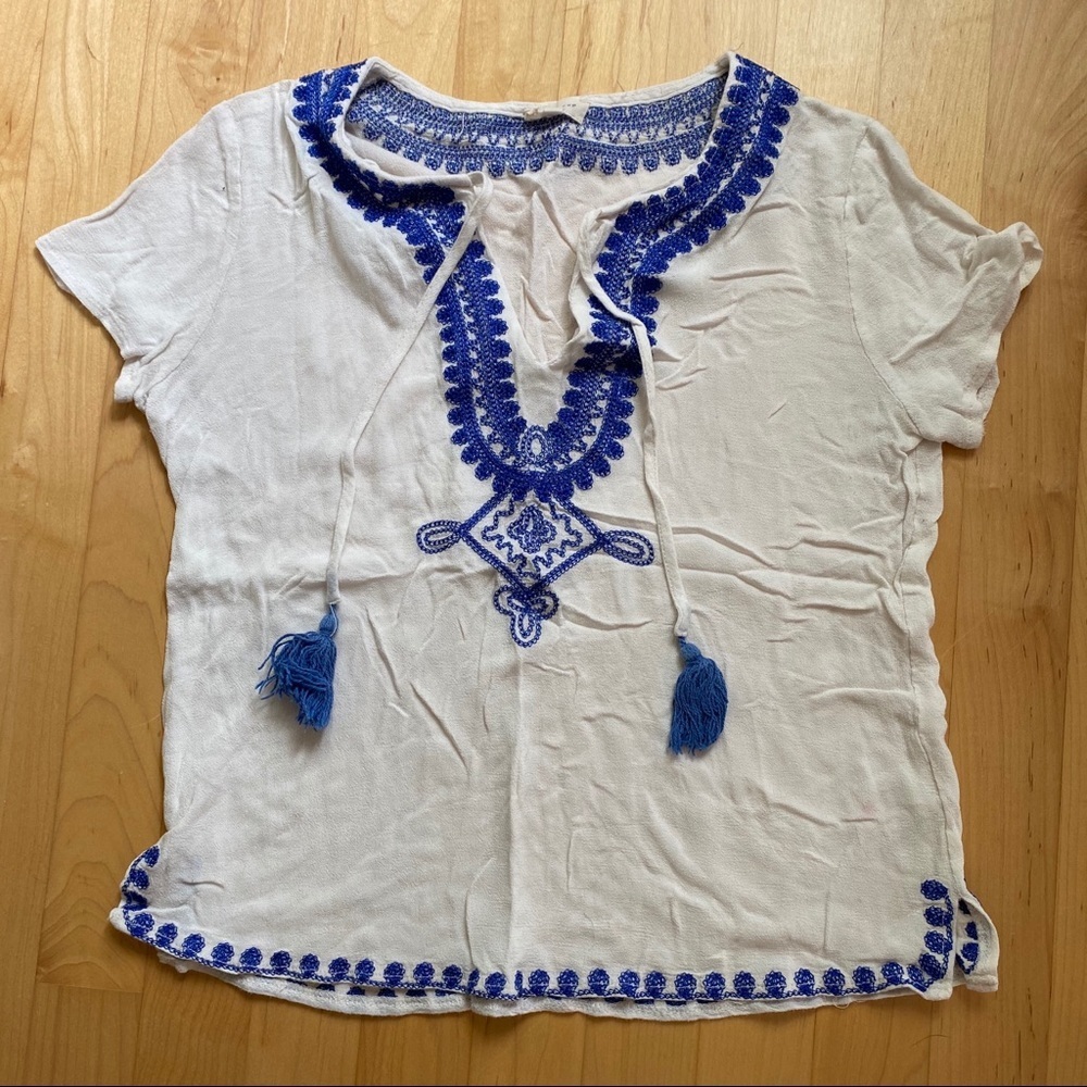Anthropologie Tea n Cup Embroidered Blouse